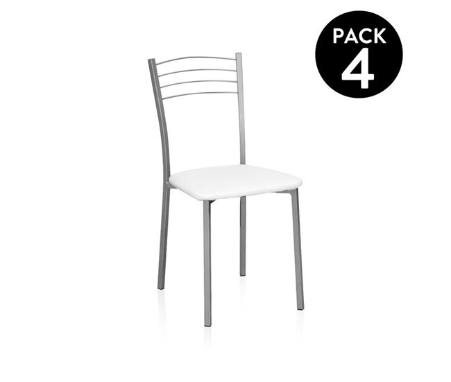 Pack 4 sillas de cocina Chef Blanco/ Gris