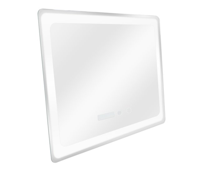 Espejo de pared con LED Casoli para baño antivaho reloj aluminio 90x3 Plata