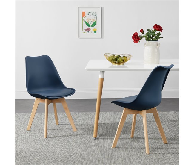 Set de 4x sillas de comedor Fläten estilo escandinavo madera Azul