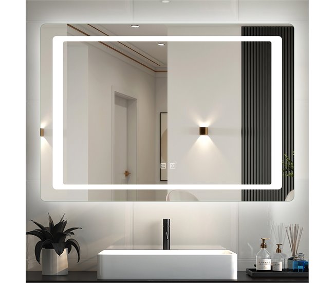 Espejo de baño LED＋antivaho＋interruptor táctil 60x100 Blanco
