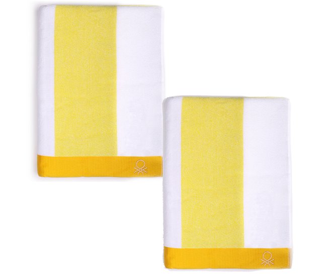 Set 2 toallas de playa Terry 100% algodón Amarillo