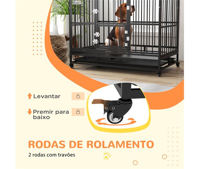 Jaula para Perros Acero PawHut, mascotas - accesorios para perros Negro