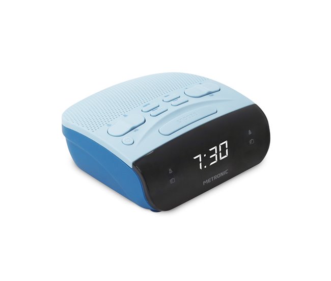 Radio Despertador Digital Alarma dual AM / FM Metronic 477033 Azul