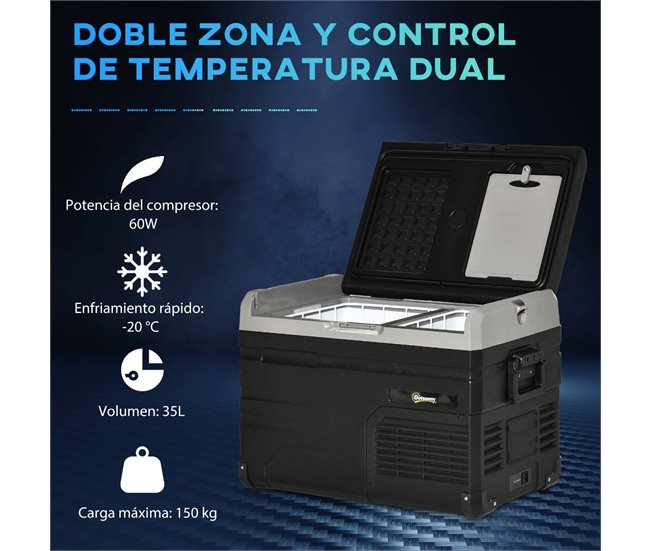 Nevera congelador portátil Outsunny C00-037V90 Negro