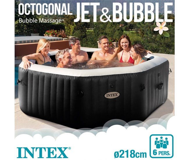 Spa hinchable octogonal con burbujas y jets 1.098 litros INTEX Multicolor