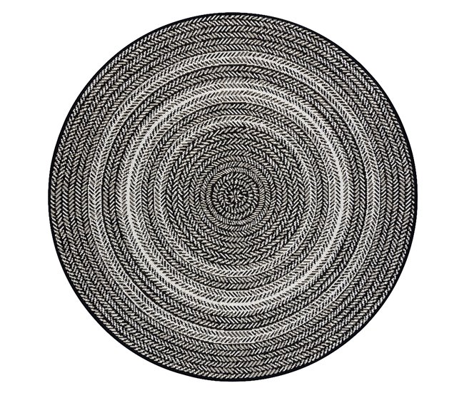 Alfombra de cuerda sisal FLAT círculo Boho trenza 120x120 Negro