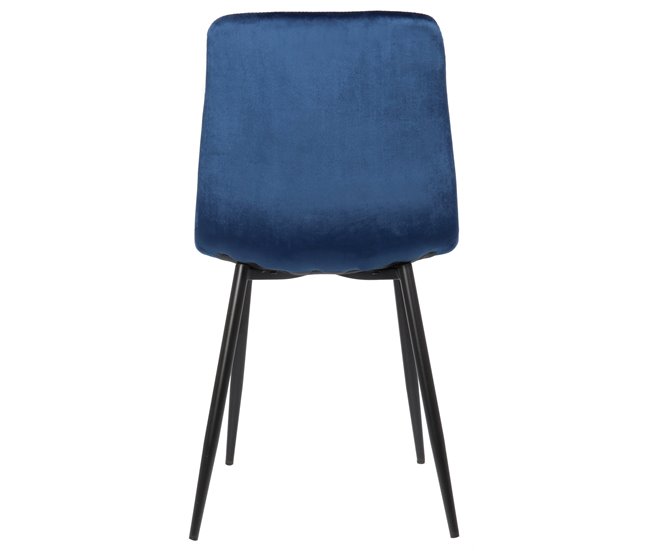 Juego de 4 sillas de comedor Tilde en tela o terciopelo Azul