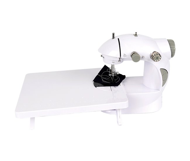 Mini máquina de coser portátil de pedal con mesa de extensión Blanco