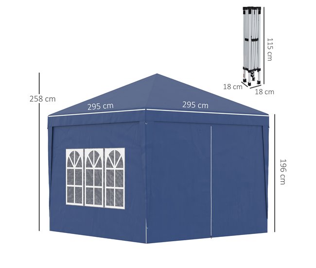 COSTWAY Carpa Plegable 4X4 Impermeable, Carpa para Exterior con Ruedas y  Bolsa Portátil, Cenadores para Jardin