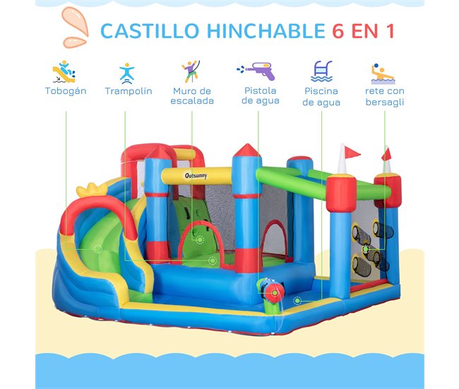 Castillo Hinchable Outsunny 342-040V90 Multicolor