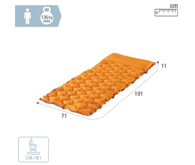 Colchón hinchable individual TruAire Camping Mat INTEX Naranja