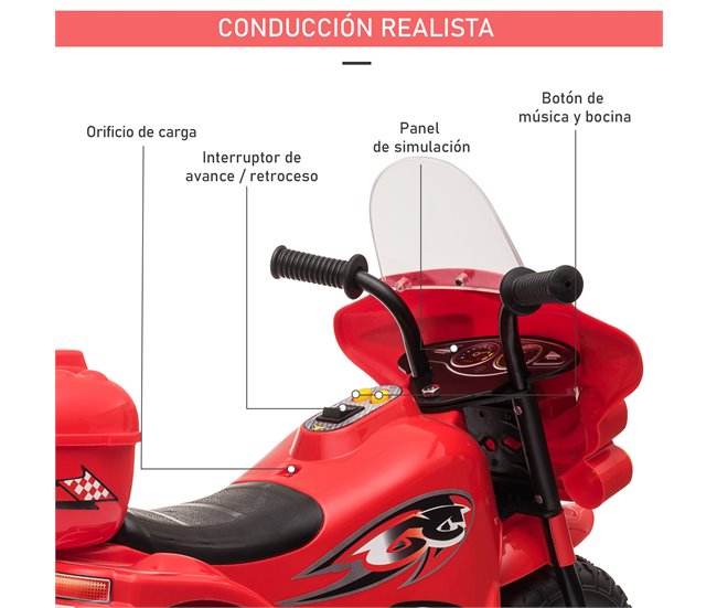 Motocicleta Eléctrica HOMCOM 370-109V90RD Rojo