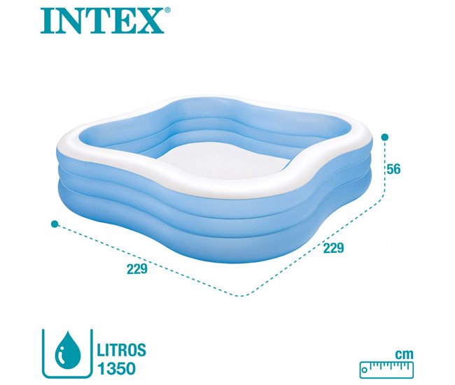 Piscina hinchable INTEX cuadrada 229x229x56 cm - 1.250 litros Azul