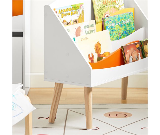 Librería Infantil con 4 Compartimentos Abiertos KMB63-W SoBuy Blanco