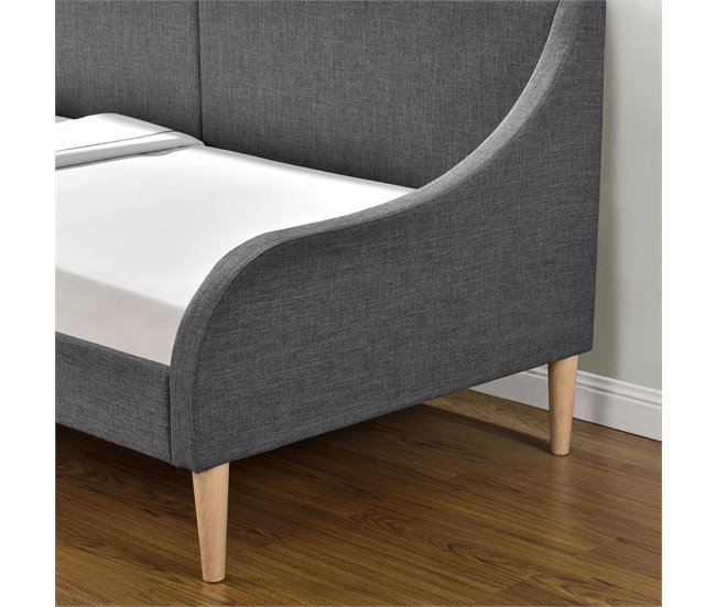 Sofá-cama Individual - tela y patas de plástico imitación madera Gris Oscuro