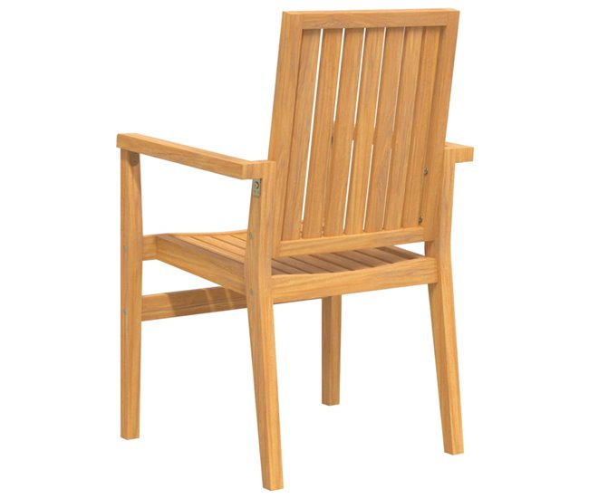 Set 2 sillas de jardín apilables de madera de teca Marron