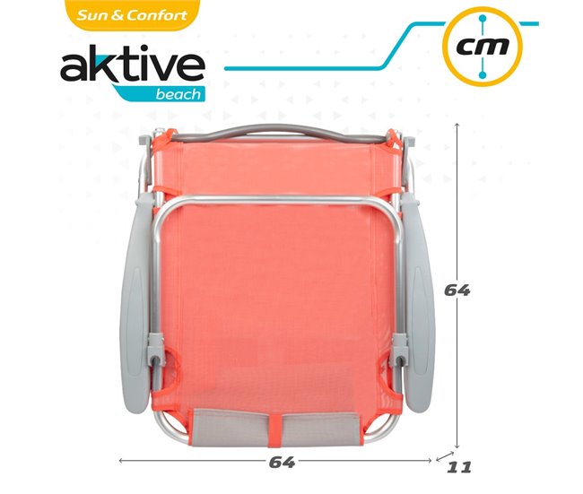 Pack ahorro 2 sillas playa Menorca multiposición c/cojín y bolsillo Aktive Naranja