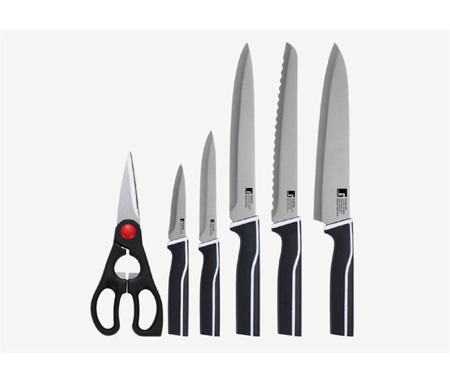 Set de 5 cuchillos + tijeras KYOTO BLANCO Aluminio