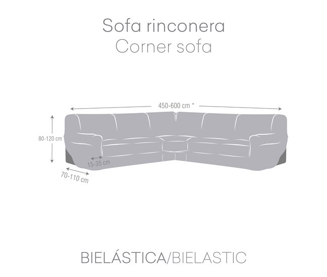 Funda Sofá Bielastica Adaptable Rinconera Modelo Roc Natural/ Blanco