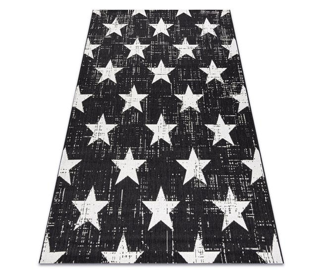 Alfombra de cuerda sisal FLAT Estrellas 160x230 Negro