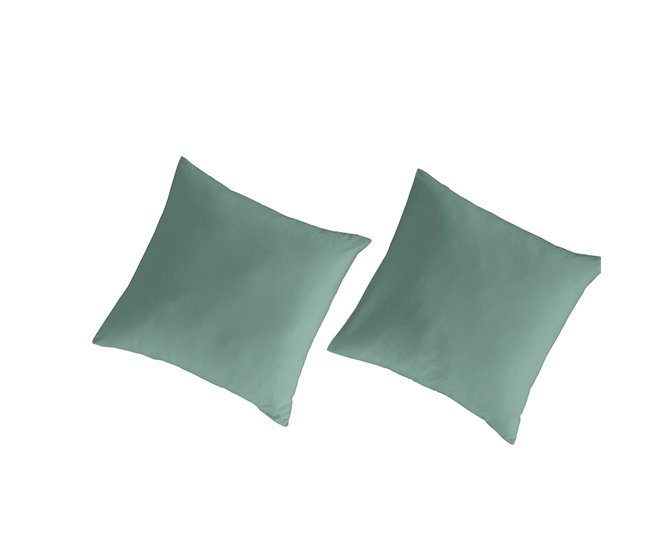2 Fundas de almohada lisas 100% algodón percal orgánico Verde