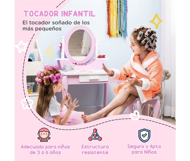 Tocador Infantil MDF ZONEKIZ, juguetes y aficiones - juguetes Rosa