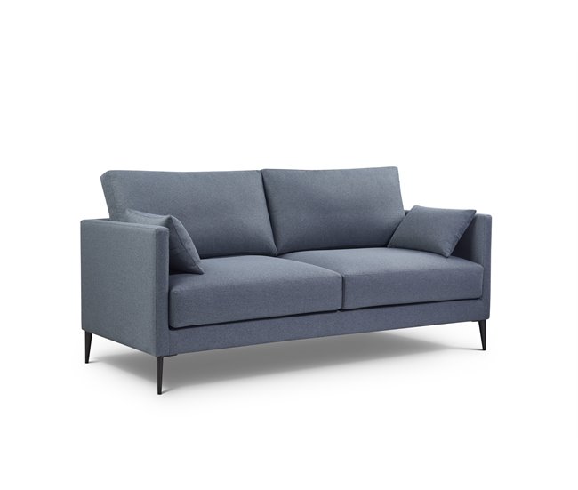 Sofa NERO en tela con patas metalicas Azul