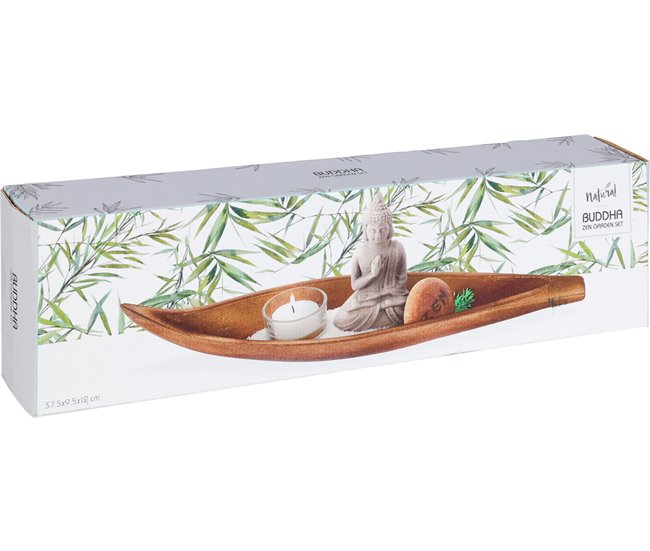 Conjunto decorativo ZEN buda en canoa Natural