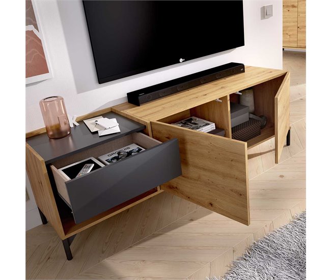 Mueble Bajo Tv Lund Gris Oscuro