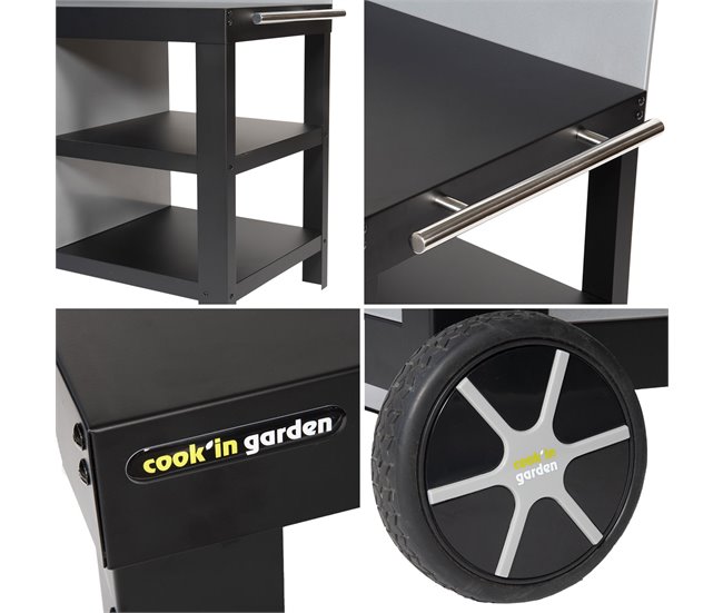 Cook'in Garden - Carrito plancha NOVA negro Mesa de servicio Negro