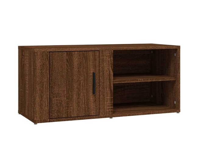 Mueble TV salón Mesa de TV Mueble de televisión madera contrachapada blanco  brillo 80x31,5x36 cm