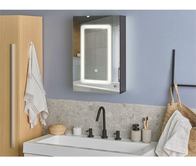 Mueble de baño LED con espejo CONDOR Negro