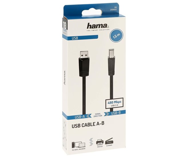 Cable USB 2.0 A a USB B 00200602 Negro