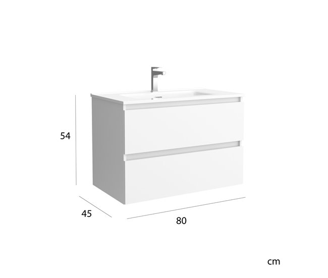 Mueble de baño Bequia | Lavabo de porcelana 80 Blanco