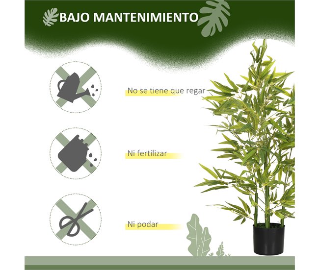 Planta Artificial PEVA, PP, Bambú HOMCOM Verde