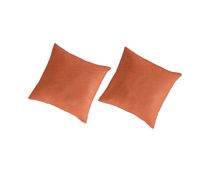 2 Fundas de almohada lisas lino/algodón orgánico Terracota