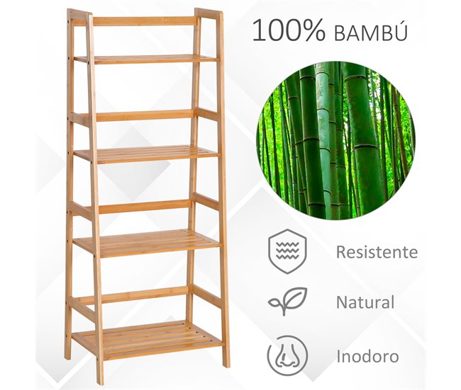 Estantería de Bambú HOMCOM 833-464 48 Madera