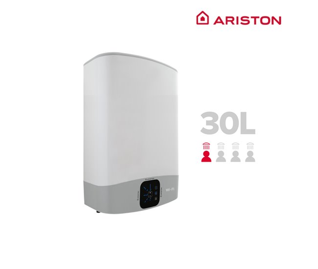 Termo eléctrico, Ariston, Velis Wifi 30 litros, Vertical u Horizontal, Clase Energetica B Blanco Lacado