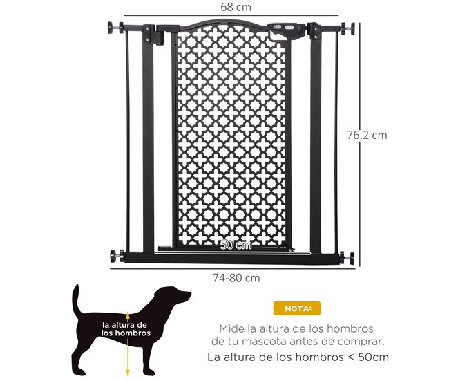 Barrera de Seguridad de Perros PawHut D06-120 Negro