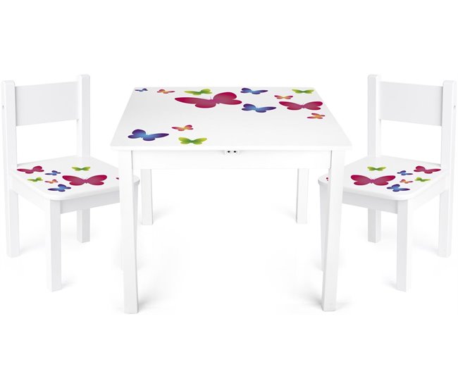 Mesa y 2 sillas para niños: Mariposas Multicolor