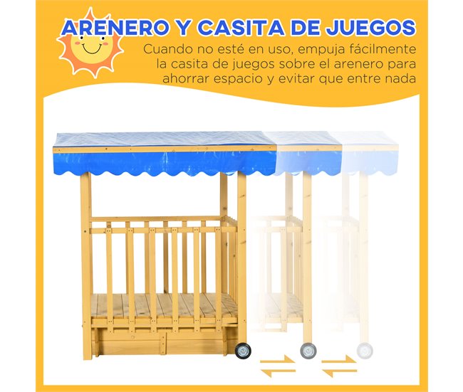 Arenero Infantil Outsunny 343-057V00ND Madera