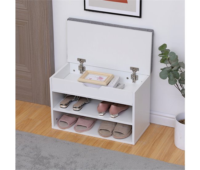 Mueble para zapatos con dos compartimentos y caja ALAN 60 Blanco