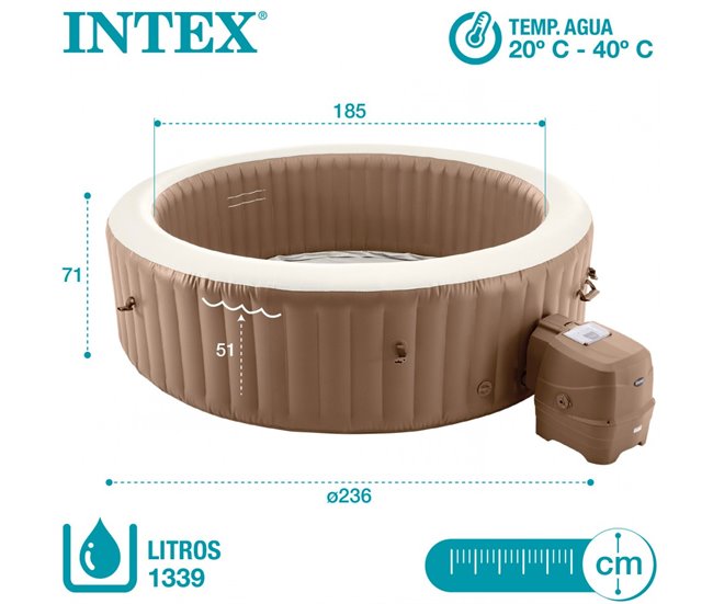 Spa burbujas INTEX para 8 personas 1.339 litros Crema