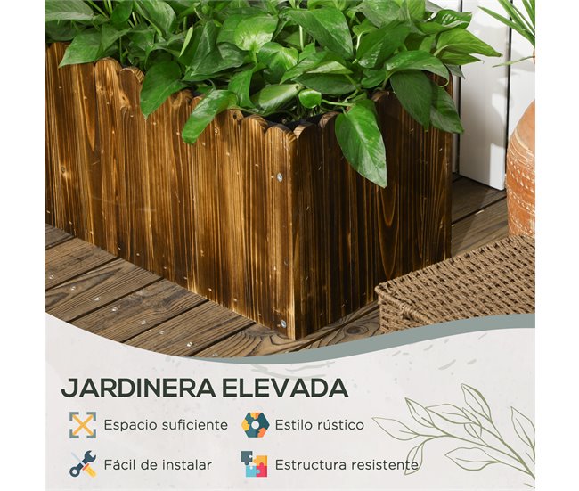 Jardinera de Madera Outsunny 845-909V00DR Negro
