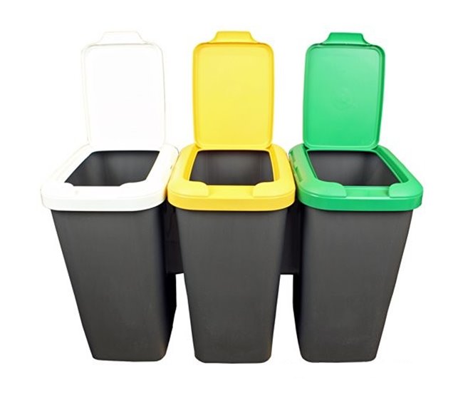 Set 3 papeleras de reciclaje Gris