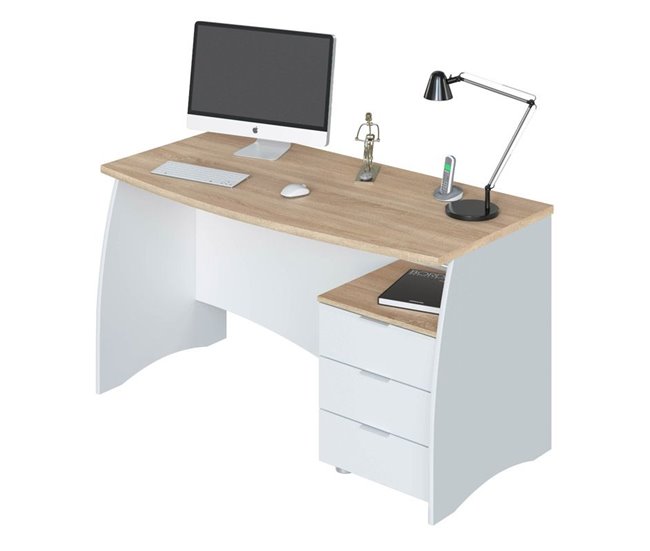 Mesa de escritorio Stil Buc 3 cajones 136x67 Blanco
