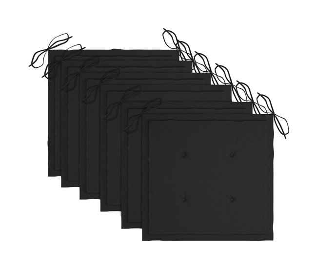 6 Sillas de jardín plegables de madera con cojines Negro