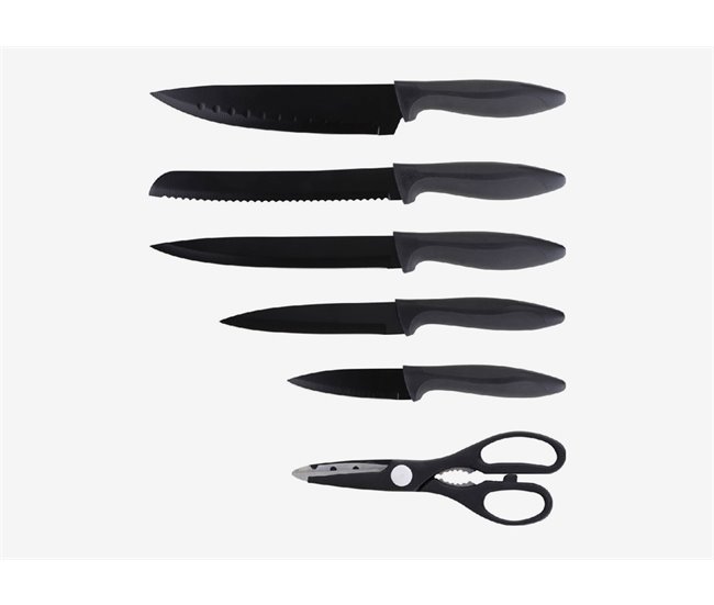 Set de 5 cuchillos + tijeras OSAKA Negro