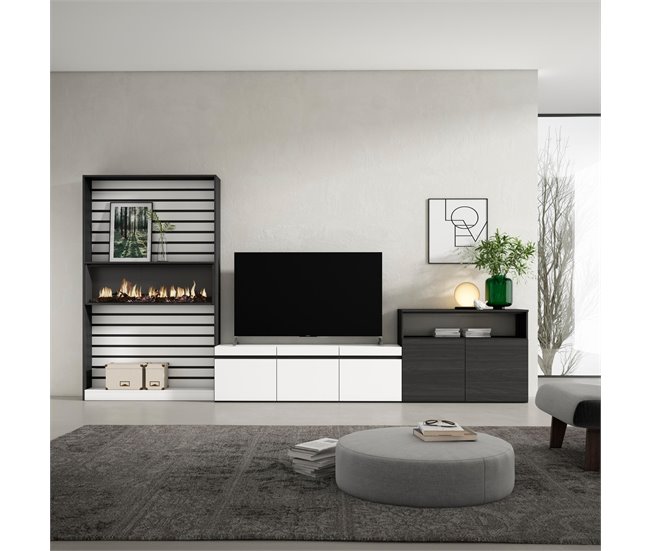 Muebles de Salón para TV 360 Blanco/ Negro
