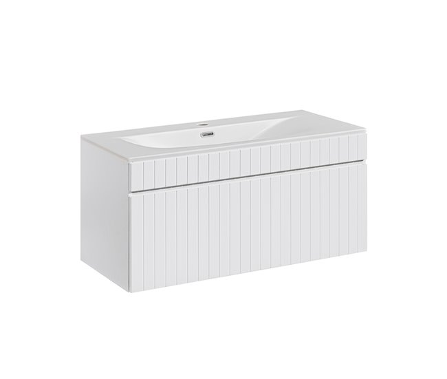 Mueble lavabo individual encastrado Zelie 100 Blanco